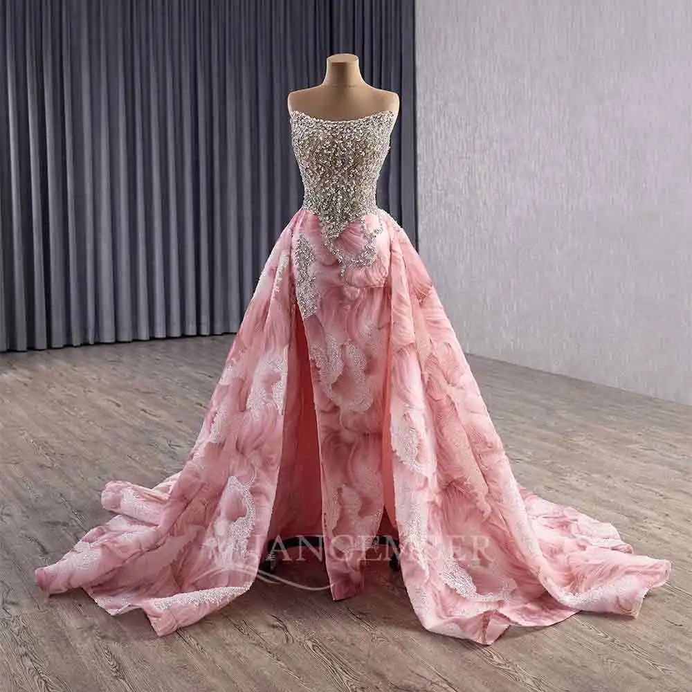 

Glittering Pink Quinceanera Dresses Side Split Detachable Train Crystals Birthday Party Princess vestidos de 15 quinceañera