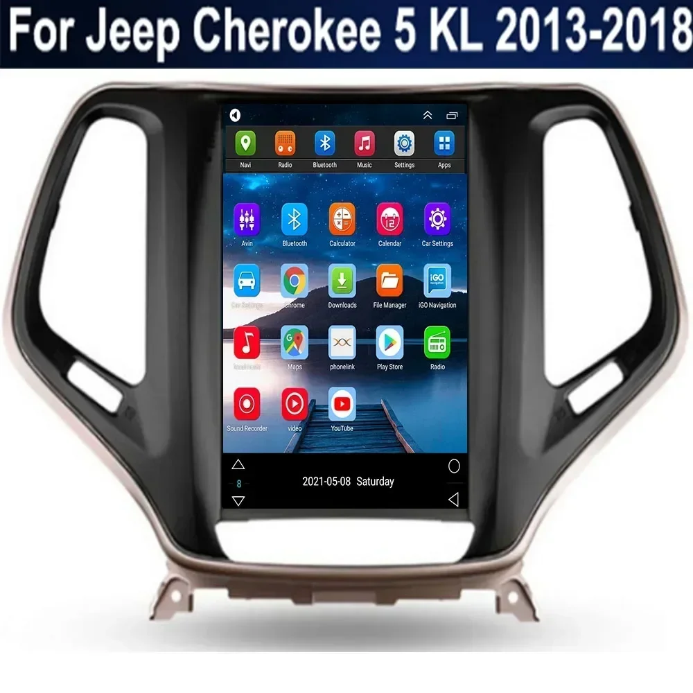 Per Tesla Stile 2Din Android 13 Autoradio Per Jeep Cherokee 5 KL 2013-2035 Lettore Video Multimediale GPS Stereo Carplay DSP RDS