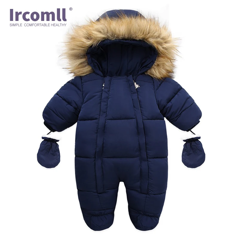 Ircomll New Born Baby Winter Clothes Toddle Jumpsuit Hooded Inside Fleece Girl Boy Clothes Autumn Overalls Children Outerwear