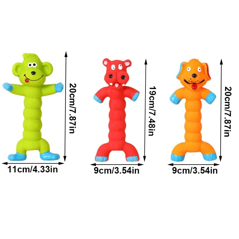 Giocattoli striduli per animali domestici in gomma a forma di scimmia da masticare per cani di taglia piccola, media e grande, resistente al morso, molatura dei denti