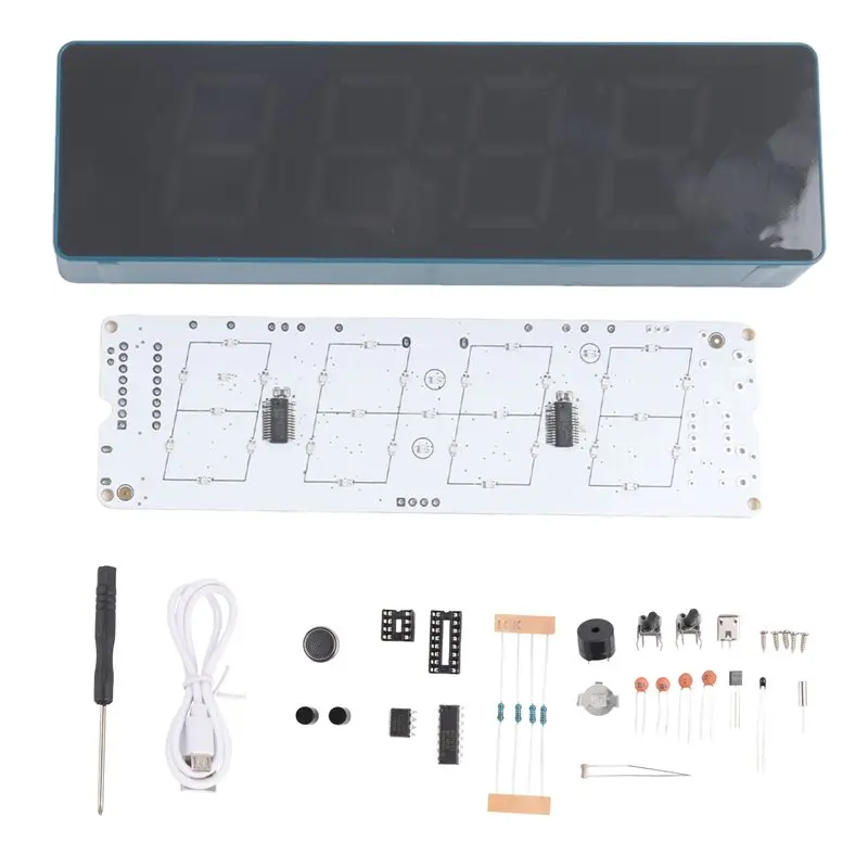 BAAG-Soldering Practice Set Kit 4-Digit Digital Alarm Clock Kit With RGB Colorful Modes, Diplay DIY Clock Soldering Project Set