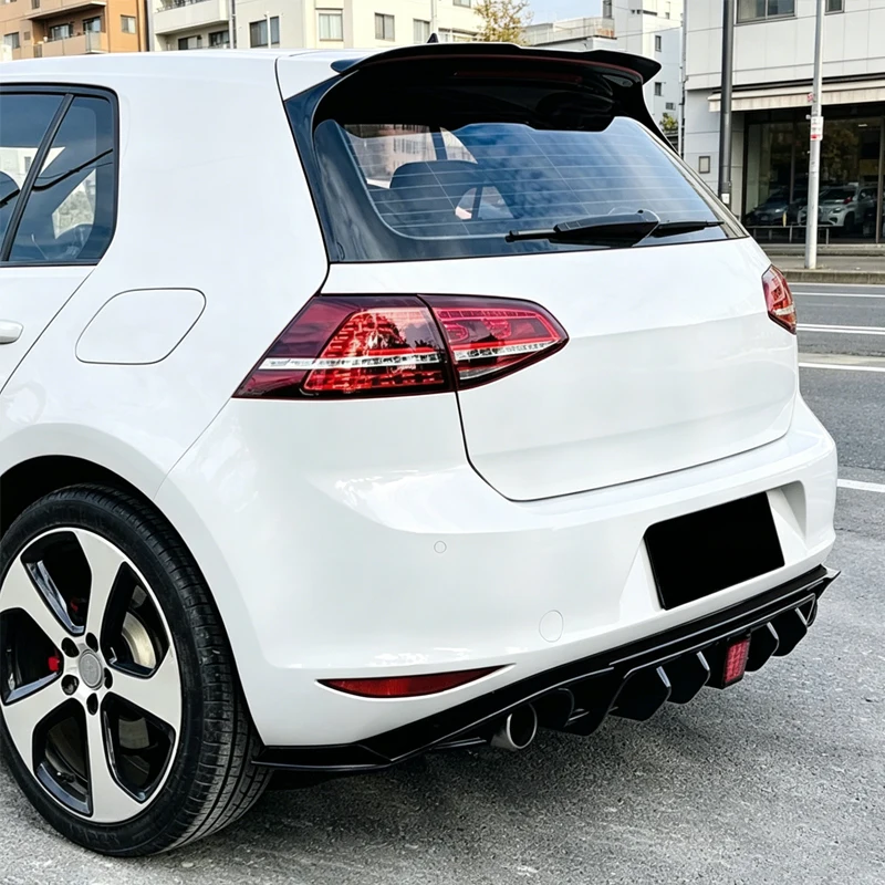 For VW Golf 7 MK7 Standard GTI GTD Hatchback 2013 2014 2015 2016 2017 Car Rear Bumper LED Diffuser Lip Splitter Lower Valance view 3