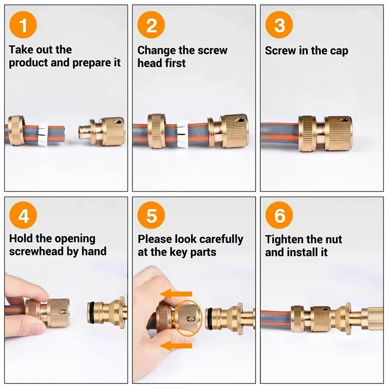 Spray Nozzle Water Gun Brass High Pressure Direct Spray Sprinkler Quick Connector Home Garden Hose Adjustable Gun view 4