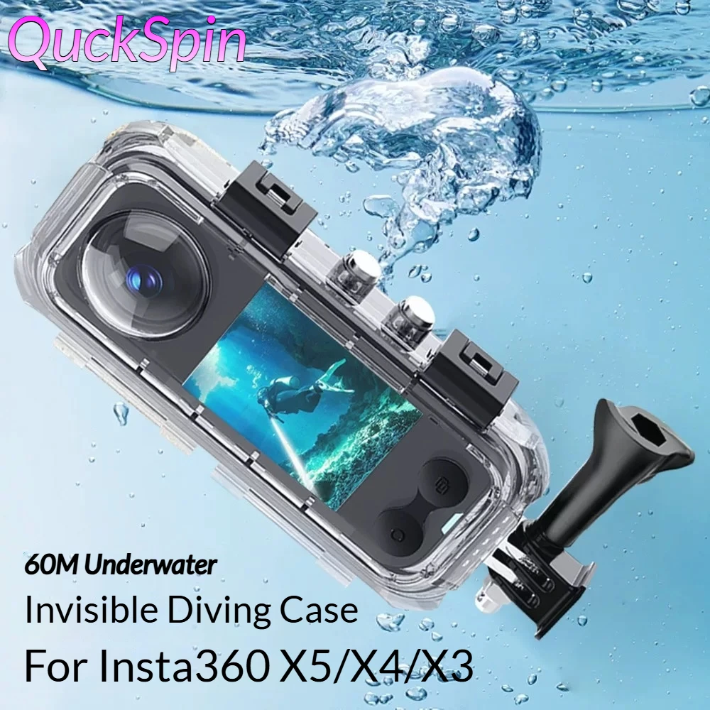 Boîtier de plongée invisible 60M pour Insta360 X5/X4/X3, boîtier panoramique à 360 degrés, coque de protection étanche sous-marine 60M, accessoire panoramique