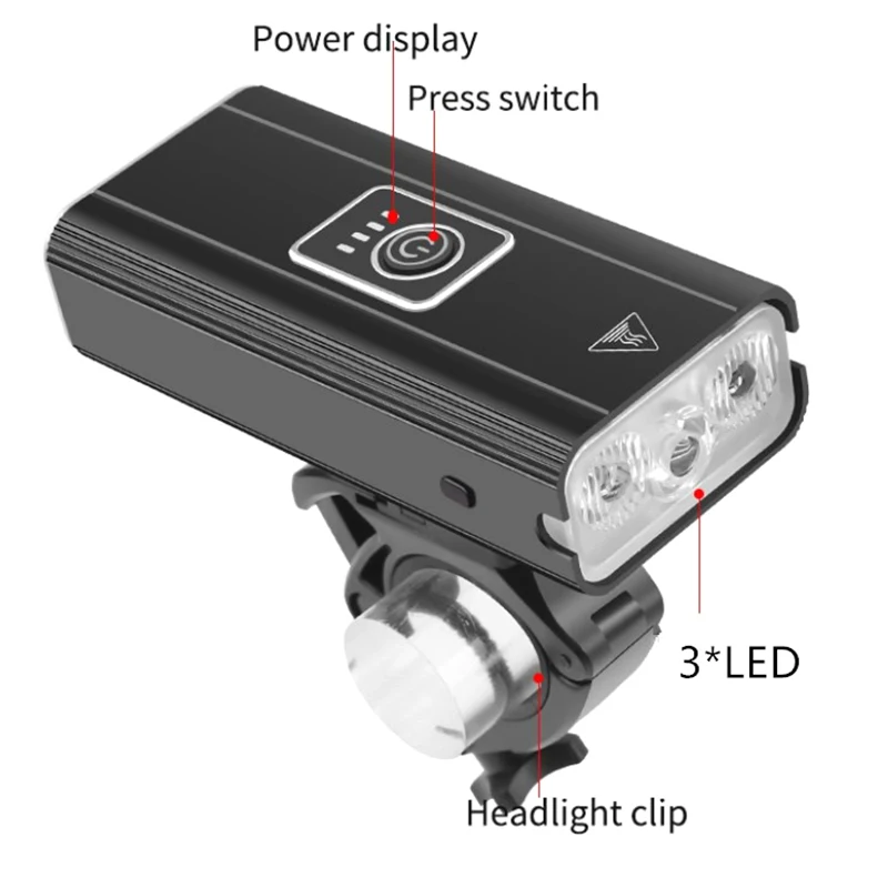 3 LED Bicycle Front Light USB Rechargeable Bike Lamp Bike Headlight Cycling Flashlight Bike Accessories Warning Light