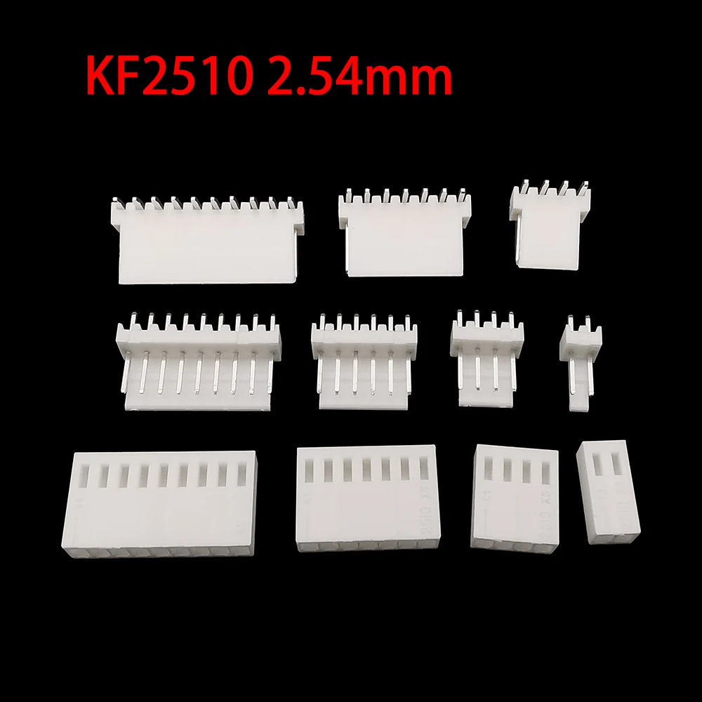 50Pcs KF2510 2.54mm 2/3/4/5/6/7/8/9/10 Pin Terminal Male Plug+Female Socket Housing Pin Header Connector KF-2510 Straight/Curved