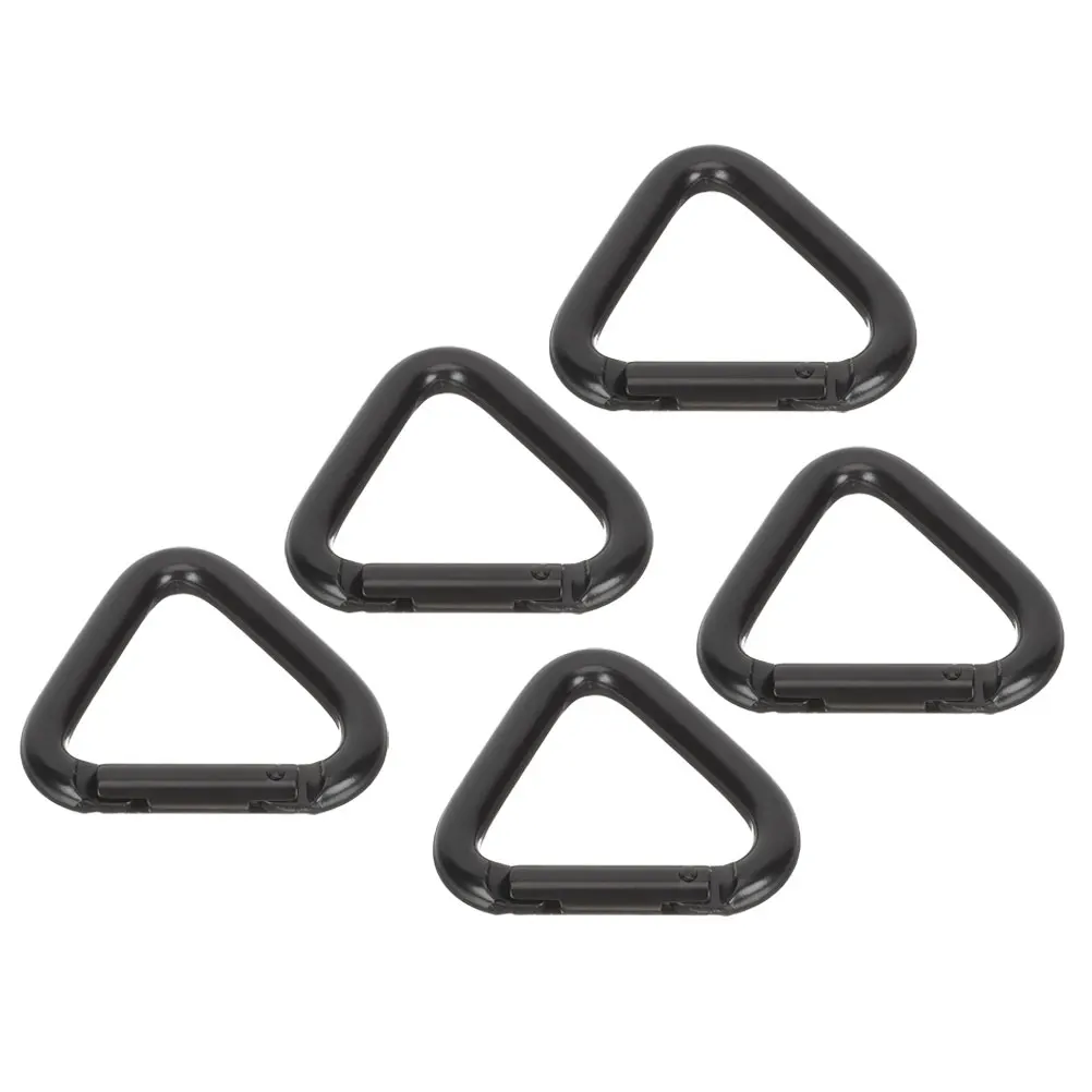 

5pcs Black Triangle Carabiner Hooks Non-locking Climbing Buckles Aluminum Alloy Key Rings Outdoor Hiking Lightweight Durable