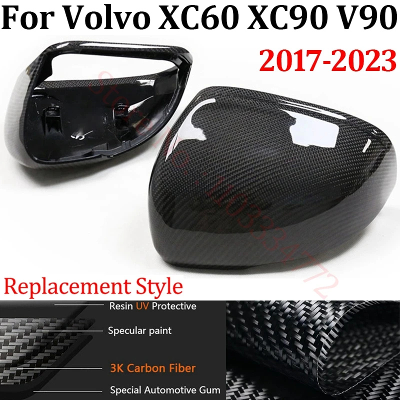 

Rearview Mirror Cover For Volvo XC60 XC90 V90 2017-2023 Real Carbon Fiber Car Side Door Wing Mirror Shell Frame Replacement Case