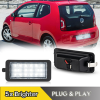 2Pcs Canbus LED Number License Plate Lights Lamps For VW UP! Skoda Citigo Seat Mii 2012-2021 18smd 6000K White OEM#1S0943021