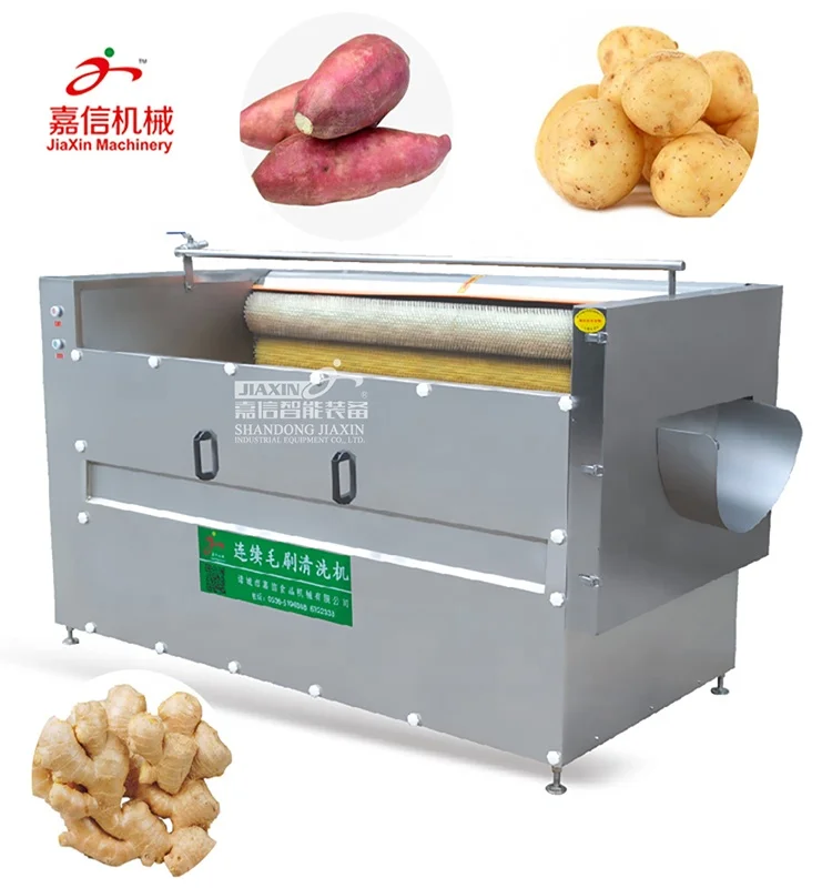 Factory Price Vegetable Brush Washing Equipment Cassava Cleaning Ginger Washer Industrial Potato Peeling Machine