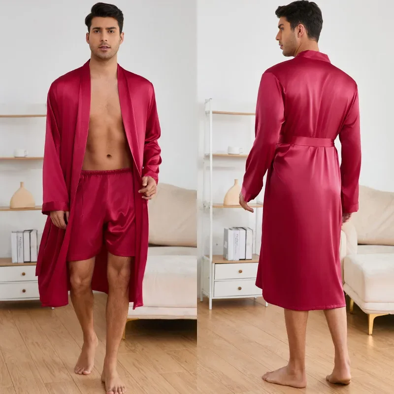 IndispensLingerie-Peignoir Kimono pour hommes, Robe trempée de glace, ensemble Robe et objectifs, vêtements de nuit, document solide, vêtements pour la maison, nouveau, 2024