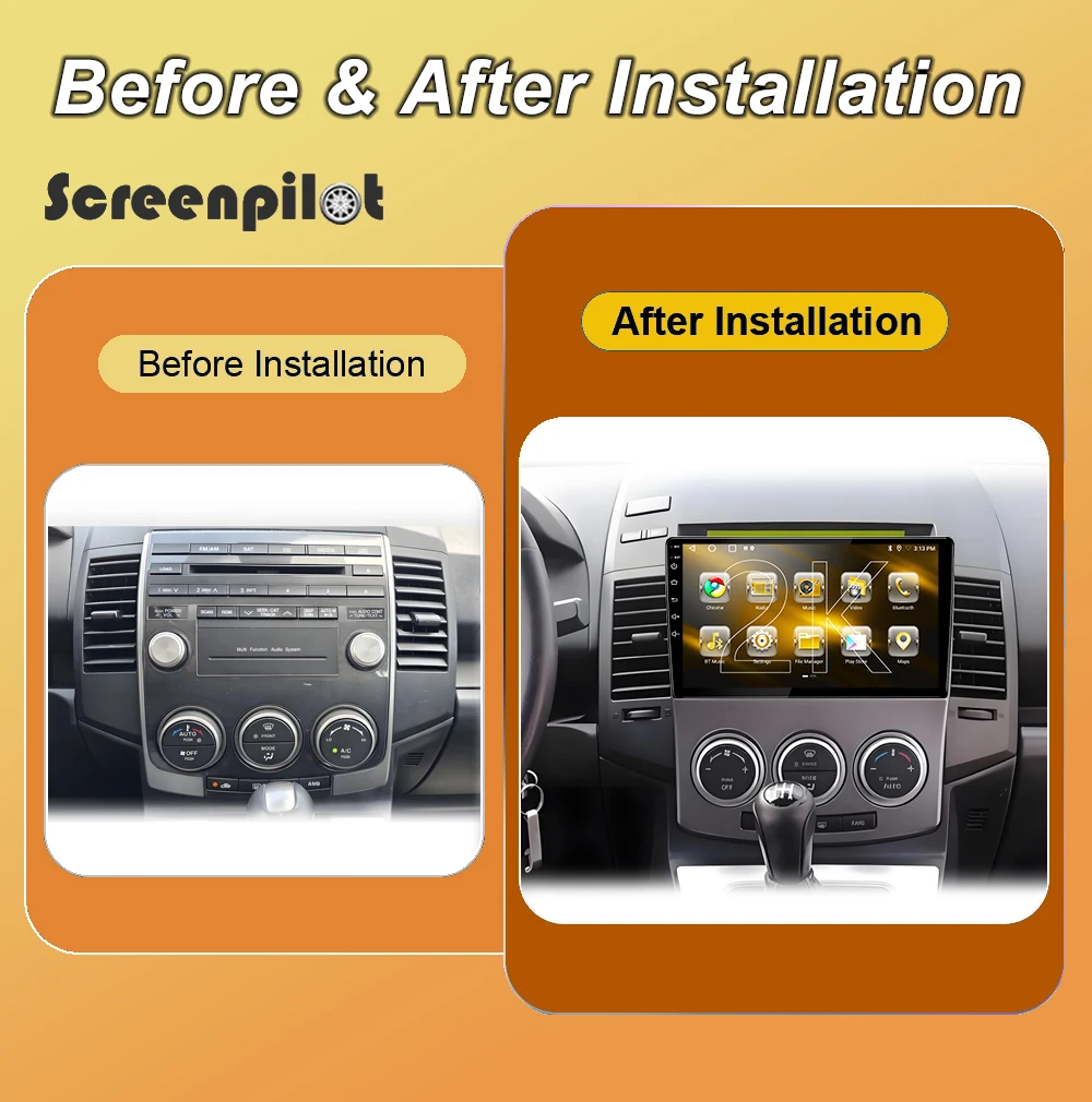 9 Inch Android 16 Car Radio Stereo For Mazda 5 2005 2006 2007 2008-2010 2K QLED Multimidia Player GPS Carplay Android Auto 8Core