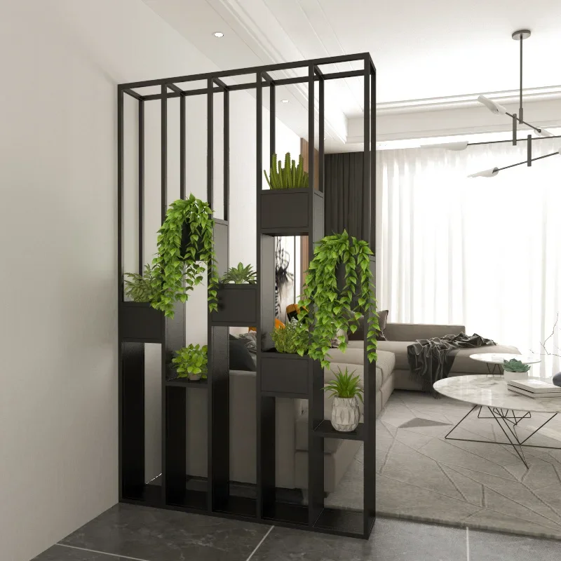 2026 Modern Iron Home Living Room Partition Screens Storage Shelf Multi-Functional Flower Stand Room Divider Restaurant Decorati