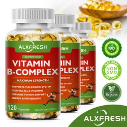 B-Complex Vitamins (B12 B1 B2 B3 B5 B6 B9 Folic Acid &Biotin) Capsule Liver, Immune System, Energy Support Nutrition Supplement