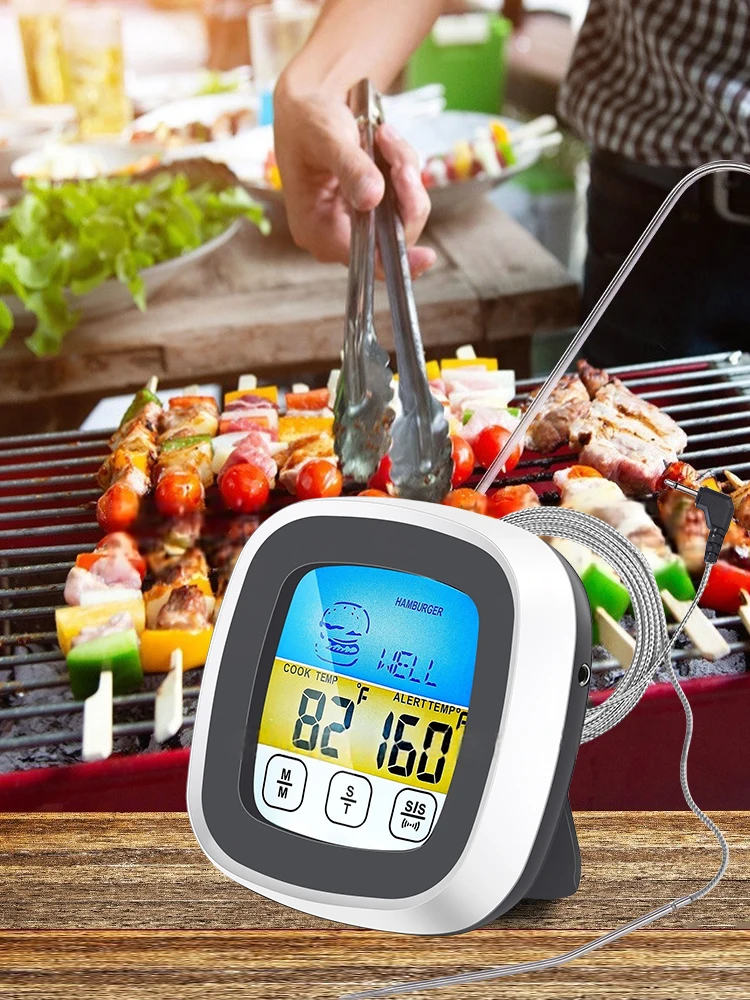 

Digital Touch Screen Food Thermometer Kitchen Electronic Timer BBQ Meat Baking Oven Temperature Cooking Tool