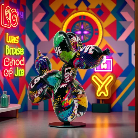 Resin LOVE Balloon Dog Statue,Hip-Hop Art Decor, Alphabet Animal Theme, Indoor & Outdoor Ornament for Valentine'S & Mother'S Day