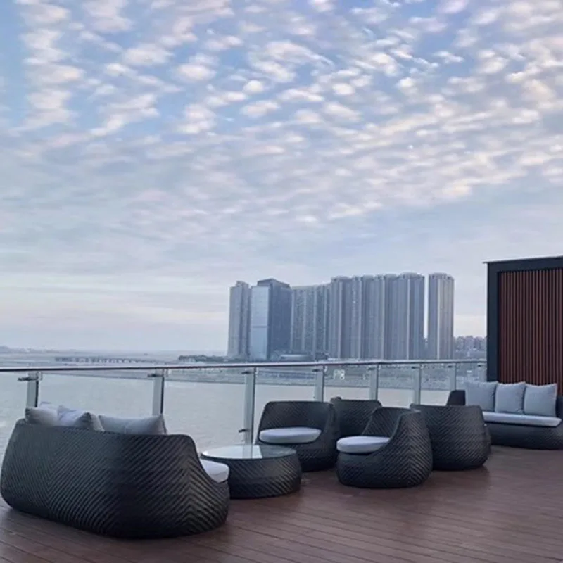 Ensembles de meubles de jardin nordiques en bois fauteuil Boho ensembles de meubles de jardin tissu Balkoni Giardino Arredo meubles de Patio ensemble d'extérieur