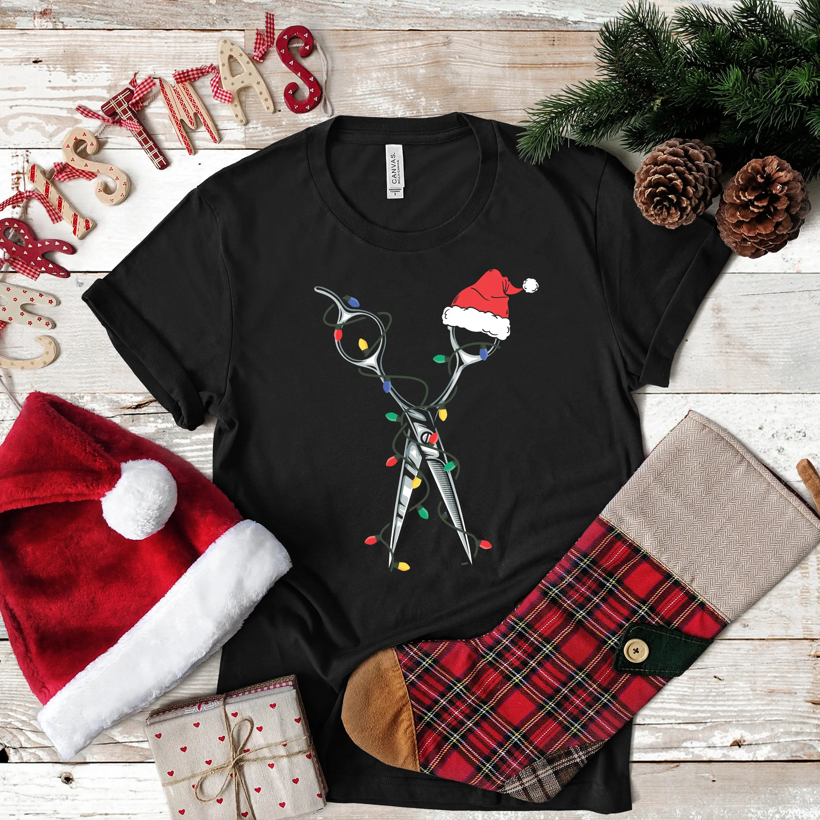 Barber Hair Cut Christmas T Shirt Scissors Santa s Long Sleeve SweaT