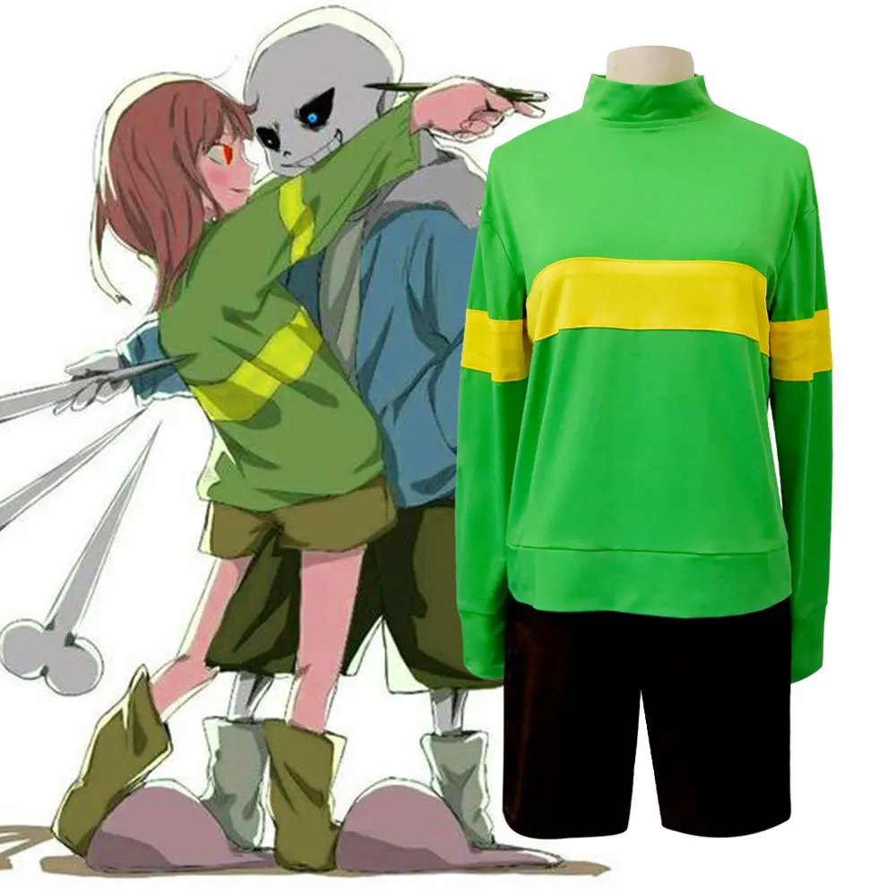 

Cosplay Chara / Frisk Cosplay Costume Long Sleeve T-shirt Hoodies Coat Shorts Game Cosplay Costumes