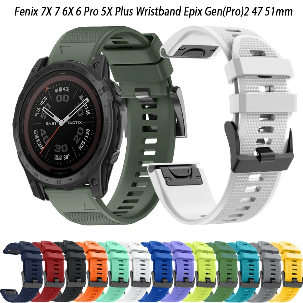 26mm/22mm Man sports watch Strap for Garmin Fenix 8 47mm 7X 6X Epix Tactix 7 Pro 5X Enduro 3 2 Quick Release Silicone Bracelet