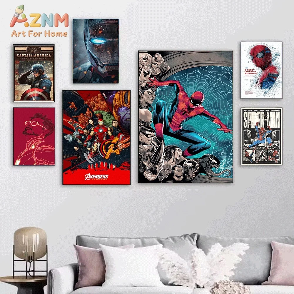 AZNM Tony Stark Colorful Geometric Pop Art Canvas Wall Print, Superhero Iron Man Abstract Multicolor Fragment Portrait Graphic