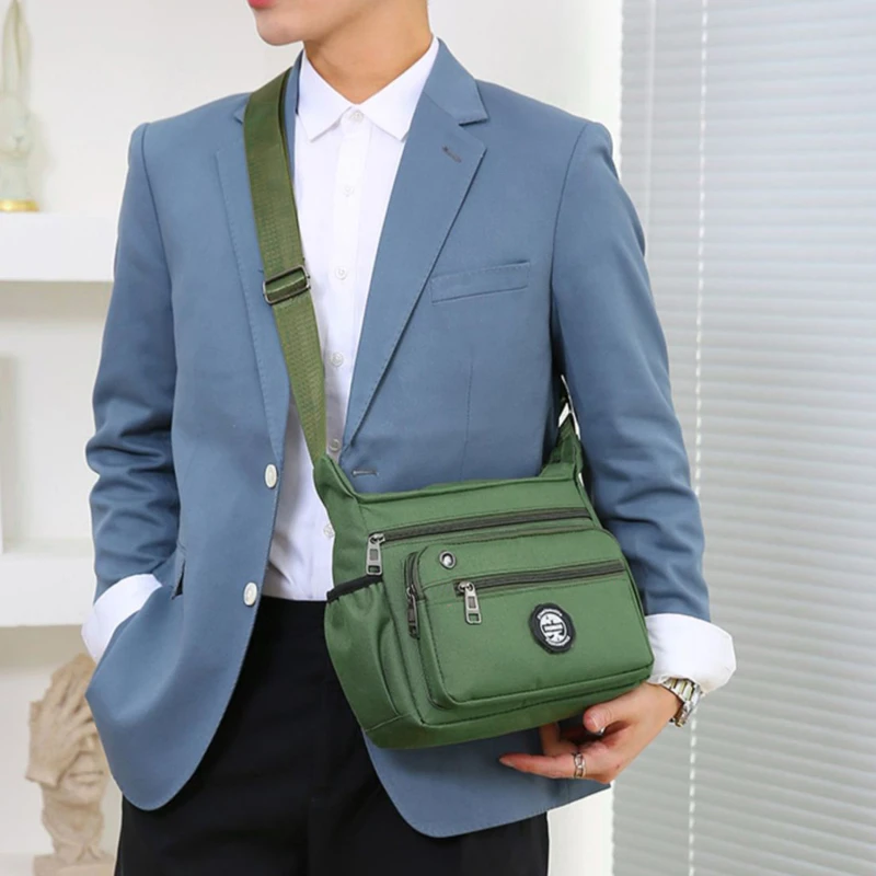 Men\'s Single Shoulder Crossbody Bags Casual Waterproof Oxford Cloth Travel Business Commuter Satchel Large Bag Everyday Pairing