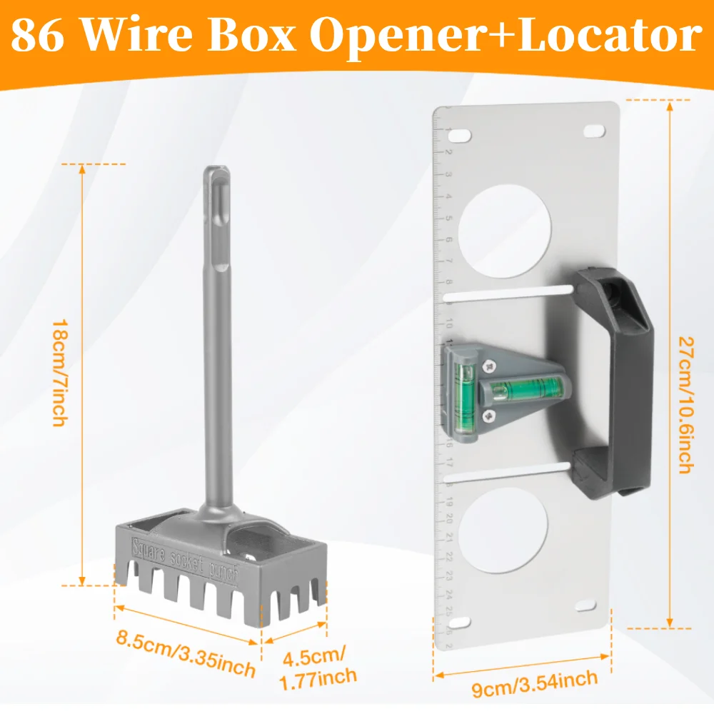 

Резак для квадратных отверстий и позиционер распределительной коробки Набор инструментов для пробивания квадратных отверстий из высокоуглеродистой стали для распределительной коробки типа 86 для гипсокартона