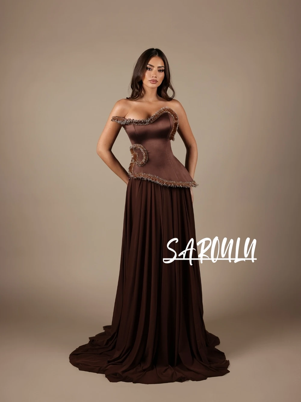 

Fashionable Beaded Corset Evening Dress Graceful A Line Strapless Customized Prom Gown Charming Birthday Party Dinner Galas Wear