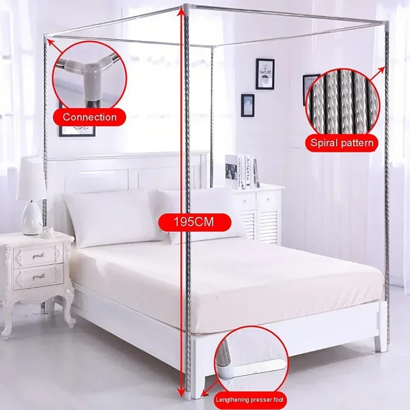 Imagem -04 - Mosquito Net Frame Bed Canopy Bracket Corner Bed Netting Fan Bar Support Fácil Instalação Não Aço Inoxidável