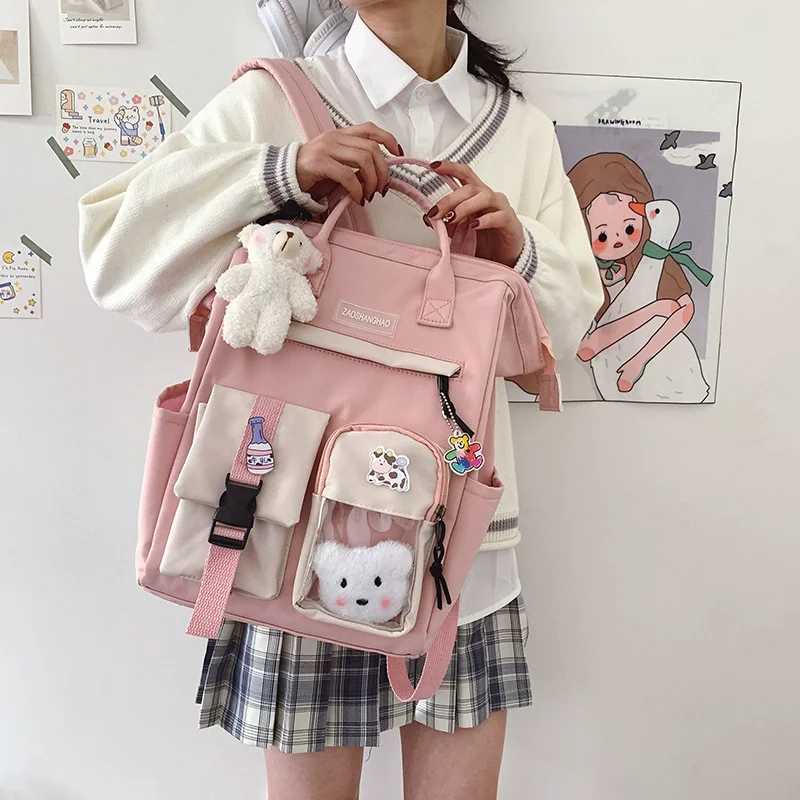 2025 Backpack Women Candy Color Laptop Backpacks Cute Kawaii High School Bags for Teenage Girl Japanese Travel Camping backpacks