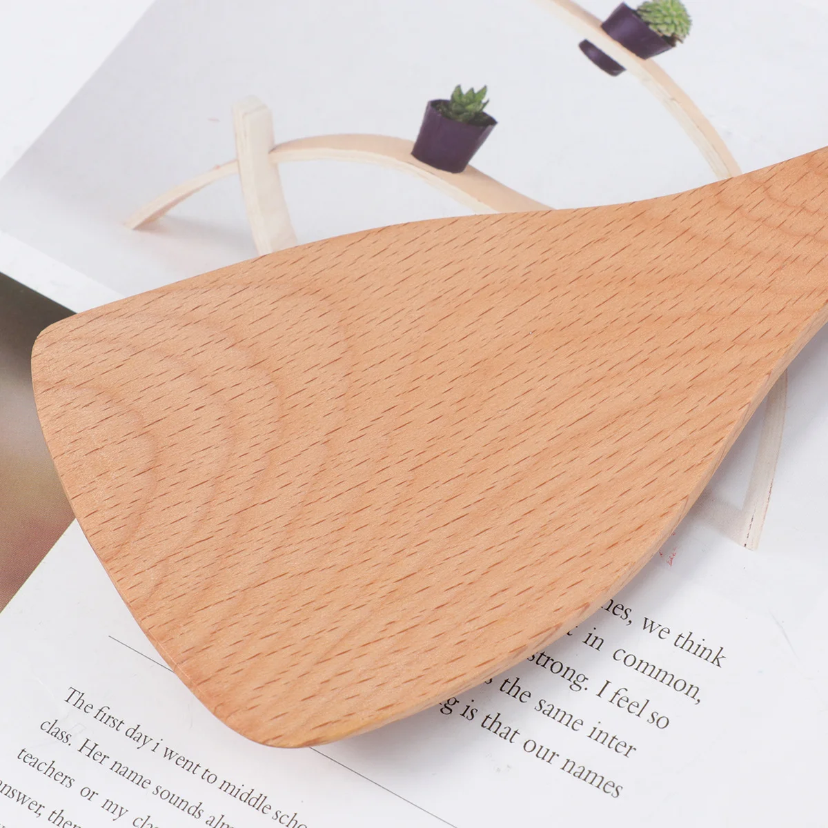

1pc Wooden Rice Shovel Natural Non-Stick Cooking Spatula For Home Restaurant Kitchen Use Wooden Kitchenware Tool