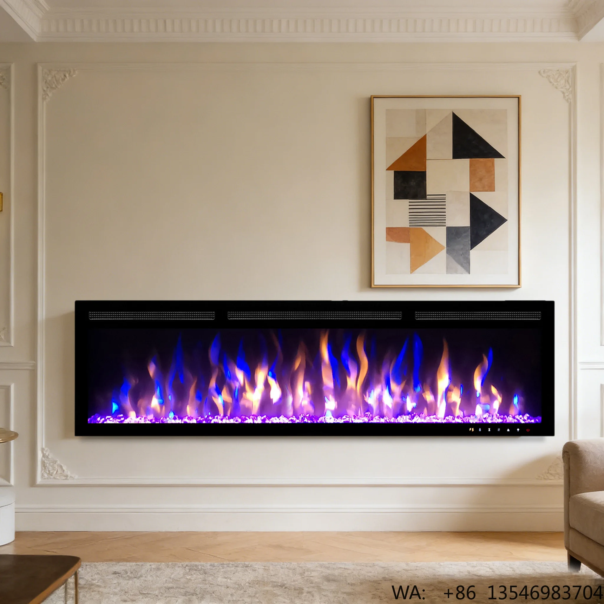 Multicolor Flames Timer Remote Control Overheating Protection Electric Fireplace Heater for Living Room