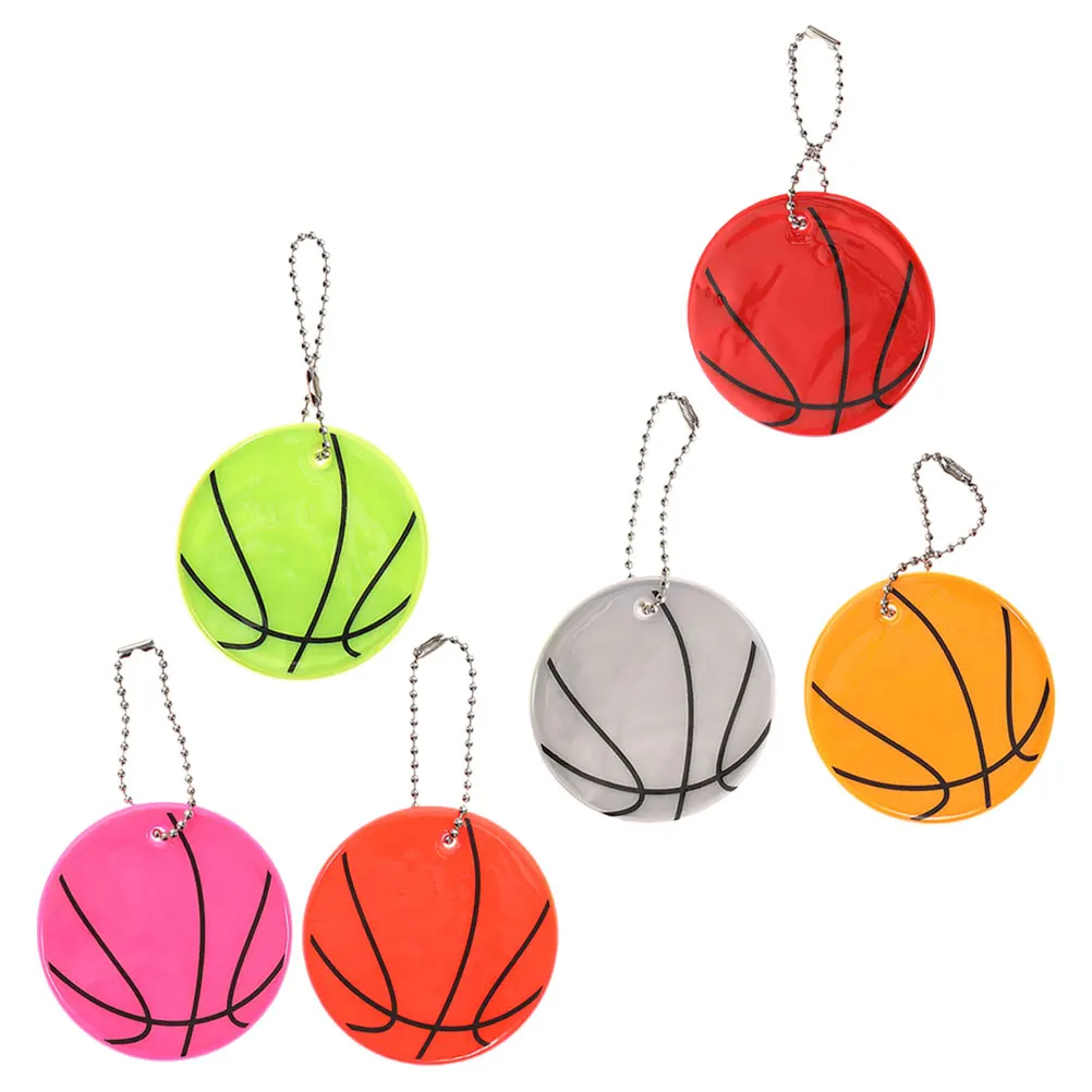 

6pcs Reflective Keychains Basketball Pendants PVC Small Light High Visibility Night Sports Accessories