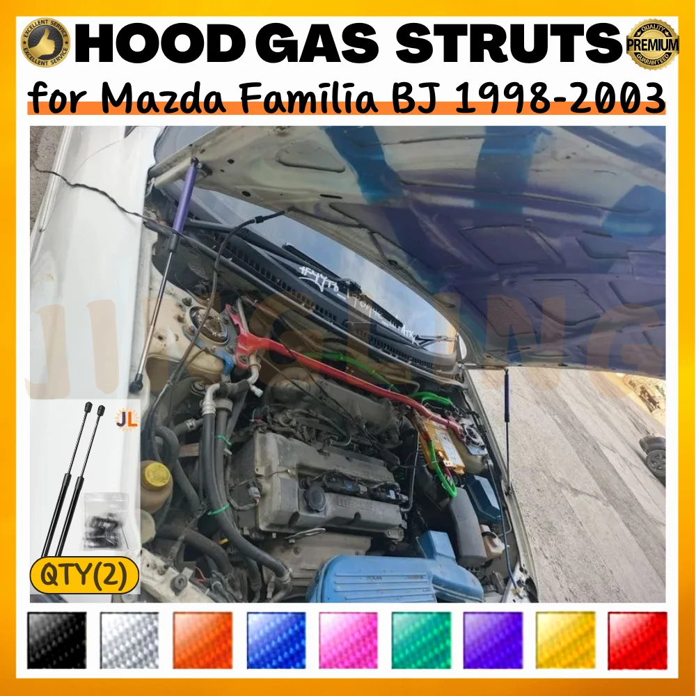 

Кол-во (2) стойки капота для Mazda Familia 323 BJ 1998-2003, модификация переднего капота, подъемные опоры, демпферы, газовые пружины, амортизаторы