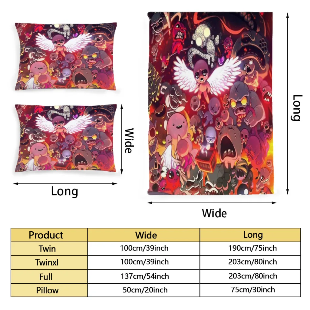 The Binding of Isaac Bed Sheets Set  Comforter Quilt Cover Duvets Single Bedding