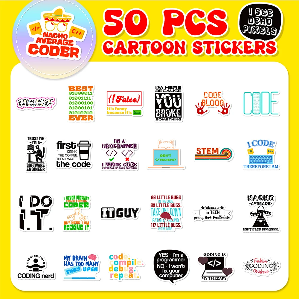 10/30/50pcs Programming Language Stickers Hacker Programmer Program Sticker Suitcase Notebook Bike Phone Laptop Decal Waterproof