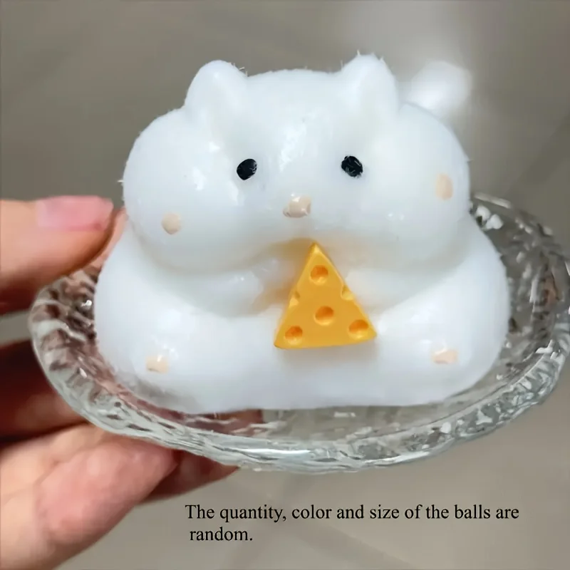 1 Stück süßes Käse-Hamster-Plüschtier – Soft Squeeze Relax, zweifarbig, weiß und gelb, bezauberndes Hamster-Design mit Käsetasche, P