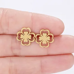 2024 new fashion stainless steel four-leaf clover earrings product temperament all match birthday anniversary earrings small gif
