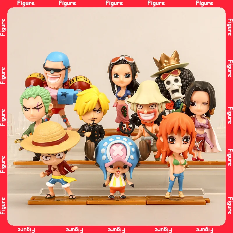 

10pcs/set 9cm Q Version Anime Figure Toys Luffy Roronoa Zoro Action Figural Kawaii Doll Car Decoration PVC Model Kids Gifts