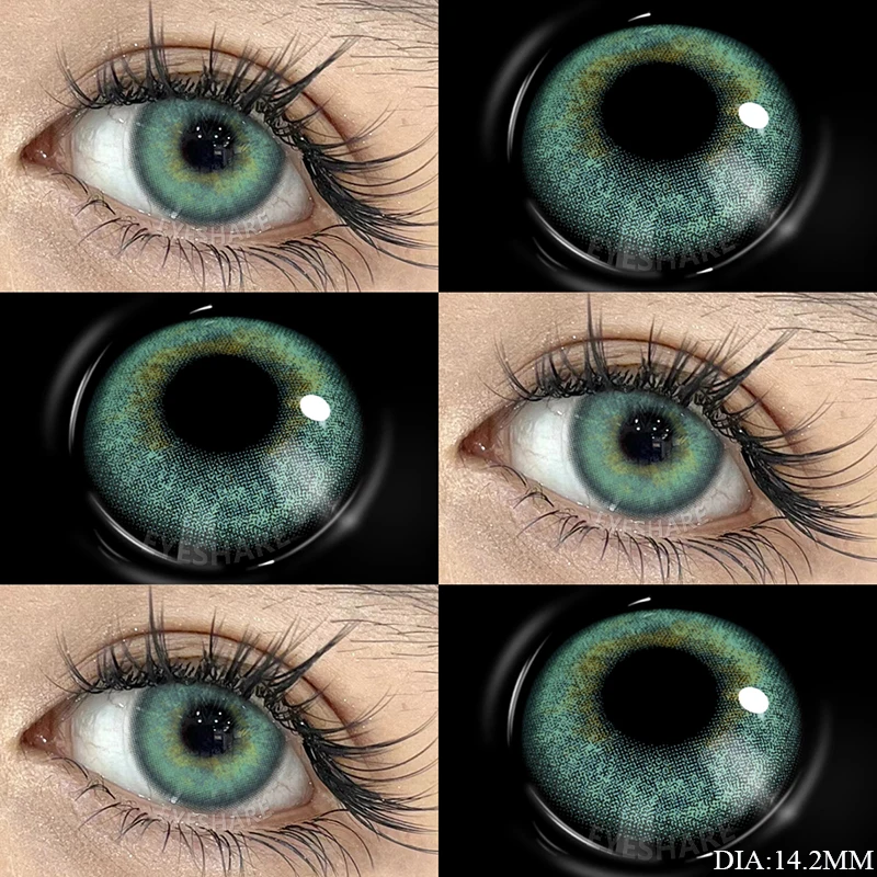 AMARA 1 Pair Green Contact Lenses for Eyes Beauty Pupils Lenses Eye 14.2mm Yearly Use Fashion Blue Colored Contacts Lenses Green