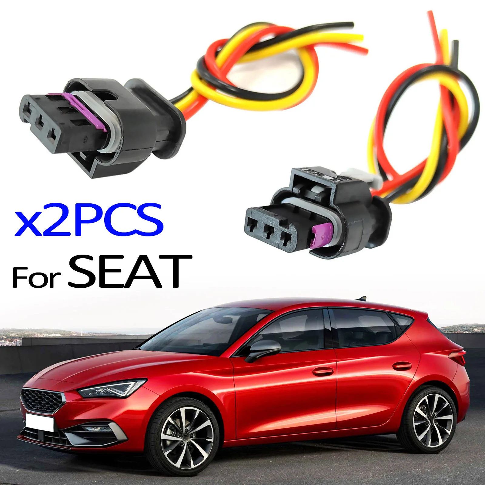 2x For SEAT Altea XL Leon 3 Ibiza 6P Mii Toledo Arona Tarraco Alhambra 3pin Parking Sensor Wiring Plug Wire Connector 4H0973703