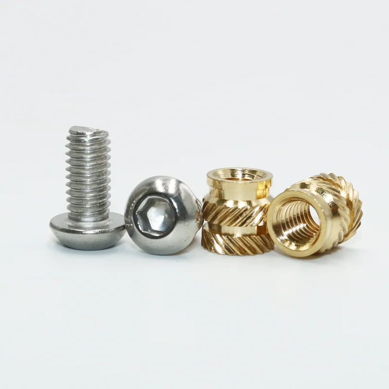 Brass Heat Insert Nut Knurled Hot Melt and Stainless Steel Hex Socket Screw Set 3D Printer Copper Nuts Bolt Threaded Nutinsert