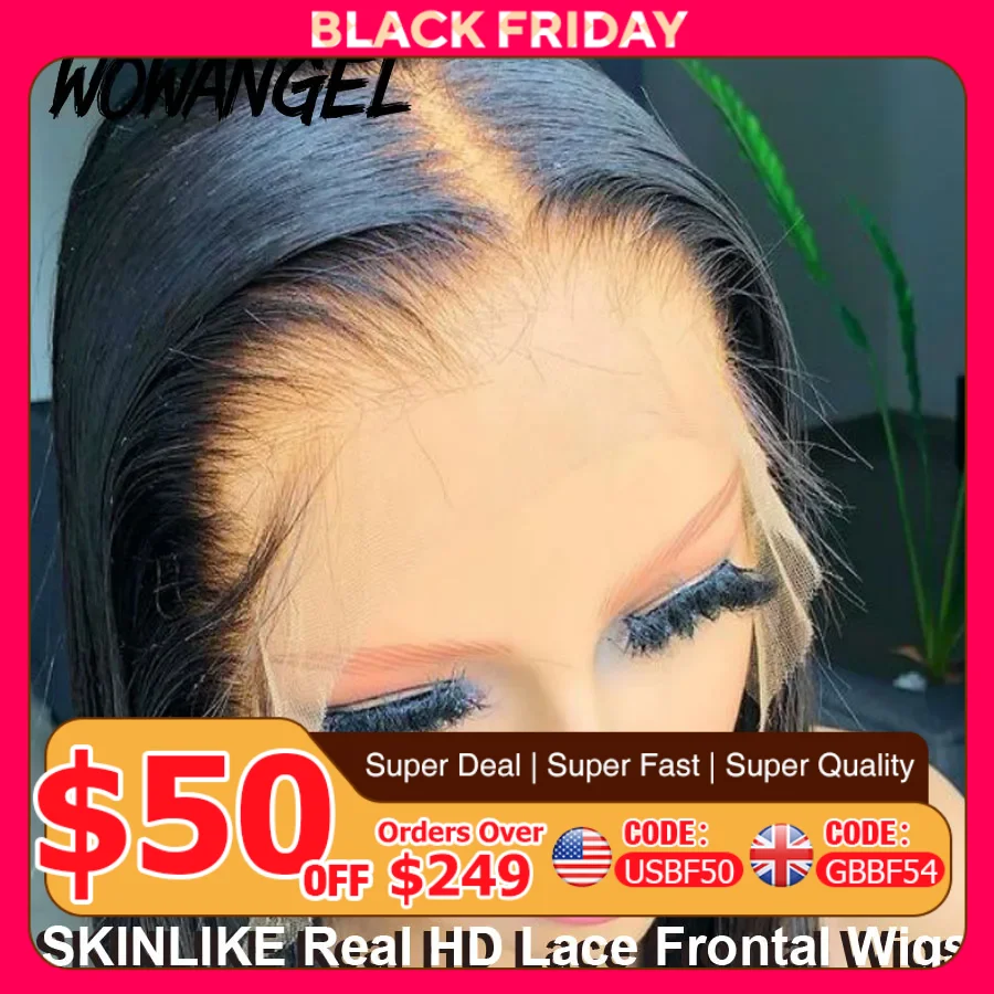 Wow Angel SKINLIKE Real HD Lace Front Wigs Short Bob Wig Blunt Cut Wig 13x4 HD Lace Frontal Human Hair Wigs Pre Plucked Glueless