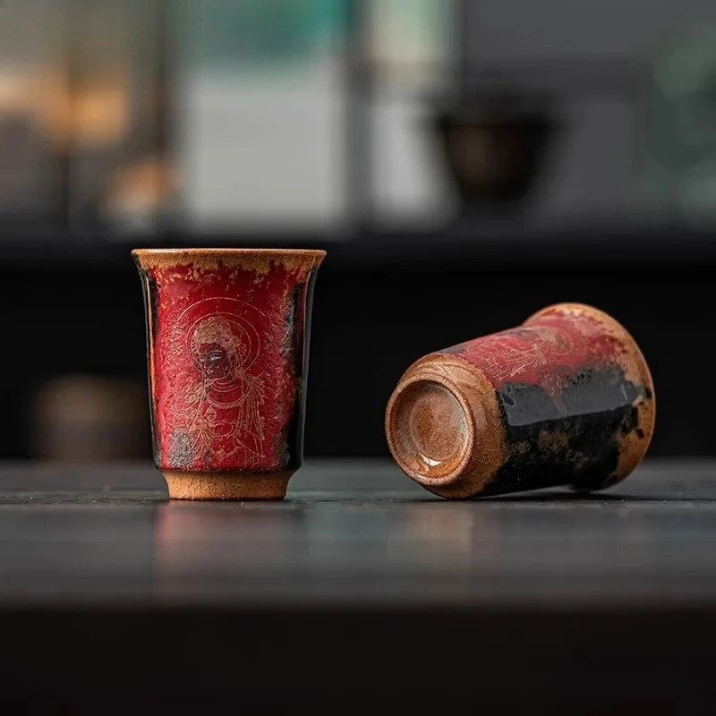 

70ml Dunhuang Series Cultural And Creative Teacup Antique Tea Bowl Single Cups Tea-tasting Smelling Cup Chazhan Master Cups Gift