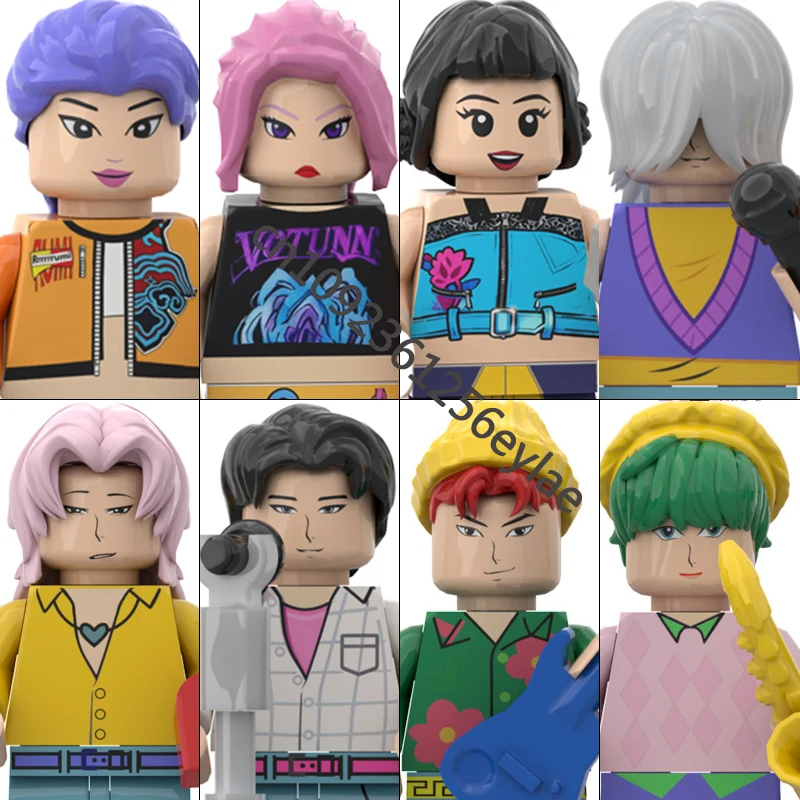 8 pçs kpop caçadores de demônios mini figura de ação blocos de construção rumi montagem modelo boneca blocos de construção brinquedo