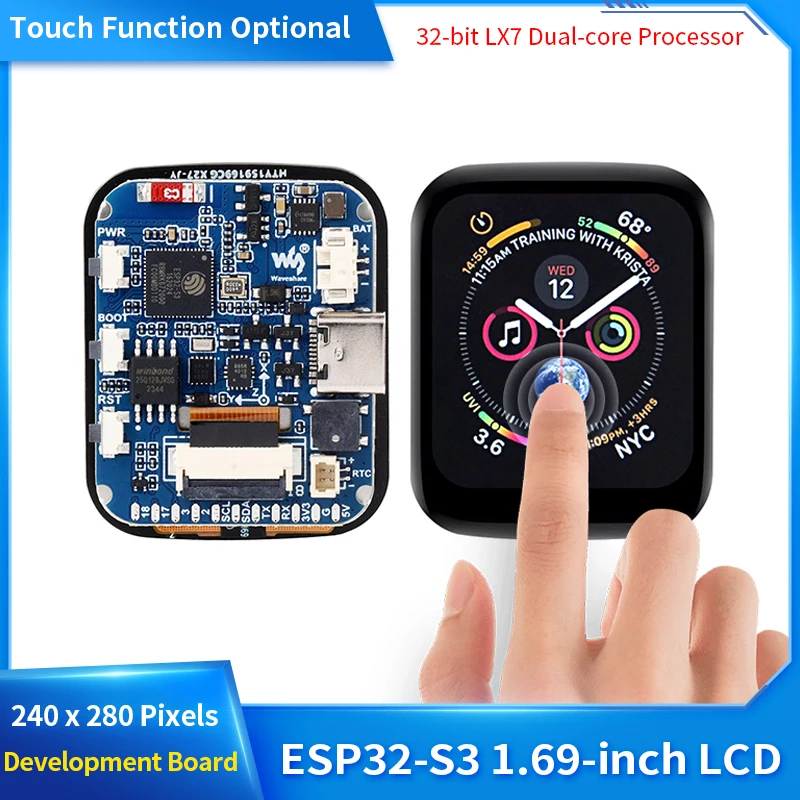 ESP32-S3 Development Board 1.69inch Capacitive Touch Display 240x280 Pixels 262K Color with Accelerometer Gyroscope Sensor