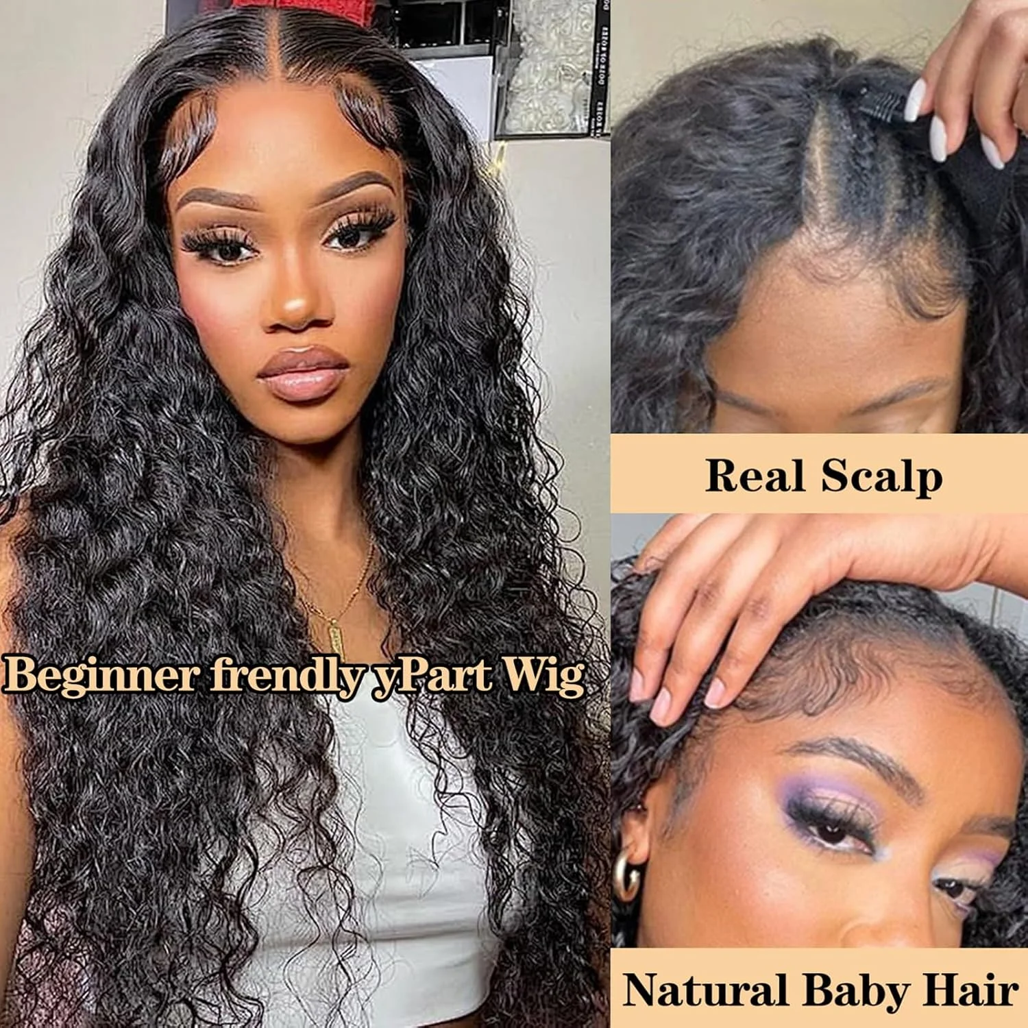 

Machine Made Half Head Human Hair Wig 4C Afro Kinky Curly #1B #1 Jet Black Virgin Remy Human Hair Half Wig for Black 3 in 1 Wig