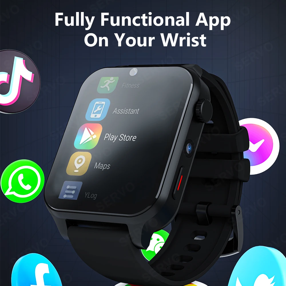 4GB 64GB 1.99In 4G Smart Watch Men Sim Card Slot Dual Camera Phone WIFI GPS Ultra Smartwatch Google Play Store Games APP KOM3