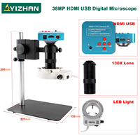 Yizhan 38MP 13MP Digital Microscope For Electronics Repairing HDMI USB VGA Industrial Microscope Camera 1-130X Lens LED Light
