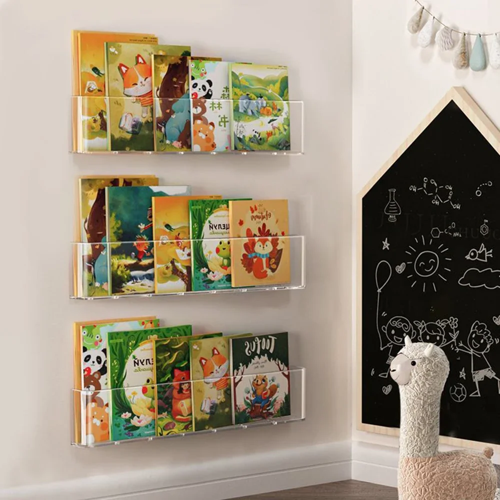 

Acrylic Picture Book Display Stand Bookshelf Children's Wall Behind The Door Reading Transparent Magazine Storage Wall Hanging